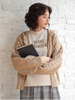 ふんわりケーブルパーカー/ベージュ