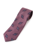アールデコ小紋柄 ネクタイ/ラズベリーピンク(073)