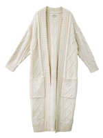 アラン柄ロングニットカーディガン/IVORY