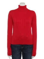 イレギュラーリブタートルネックプルオーバー/レッド