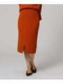 ウールカシミヤブレンドリブニットタイトスカート/ダークオレンジ(068)