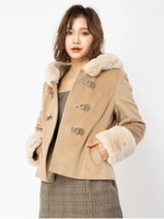 エコファービット付きショートコート/ベージュ