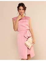 オーバースカート付キラグランレースワンピース/ピンク