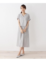 オープンカラー ドッキングワンピース/ブラック(319)