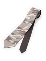 カモフラ×単色リバーシブルネクタイ/結婚式、セレモニー、パーティー,二次会/ブラウン(742)