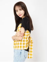 ギンガムビスチェ風トップス/マスタード