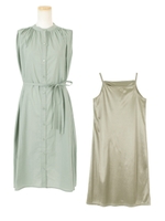 クルーネックAラインワンピース/ミントグリーン