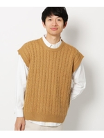 クルーネックケーブルニットベスト/ベージュ(052)
