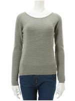 クルーネックボーダーラグランニット/ライトカーキ