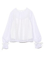 クルーネックレースブラウス/WHT