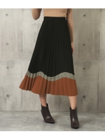 グレンチェック切替プリーツスカー/ブラック(027)