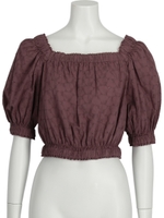 コットンハートショートブラウス/パープル