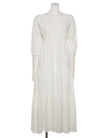 コットンレースフレアワンピース/WHITE