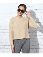 サイドスリットニットトップス/ベージュ(005)
