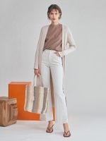 サイドベンツフレアデニムパンツ/WHT