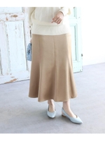 サテンフレアロングスカート/ベージュ(052)