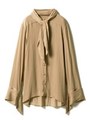 サテンボウタイブラウス/ベージュ