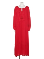 シシュウマキシワンピース/レッド