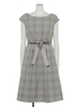 シャギーチェックフィット＆フレアワンピース/ライトグレー