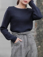 ショルダーボタンニット/ネイビー