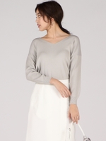 シルキータッチVネックプルオーバー/ライトグレー