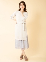 スカートレイヤードニットワンピース/サックス