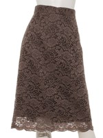 スカラップレースタイトスカート/ブラウン