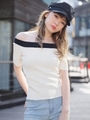 スクエアネック2wayリブニットTOPS/ホワイト