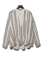 ストライプタックブラウス/ライトピンク