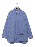 ストライププリントビッグシャツ/ブルー