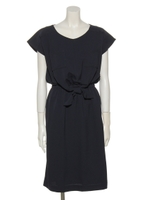 ストレッチジョーゼット両ポケワンピース/ネイビー