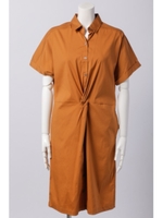 ストレッチブロードシャツワンピース/イエロー