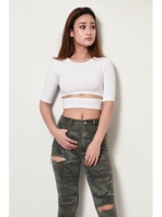 スリットD短丈TOP/WHITE
