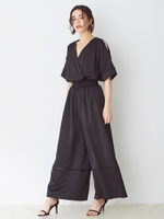 スリットショルダーカシュクールコンビネゾン/ブラック