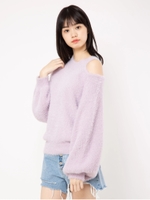 スリット入りラメフェザーニット/ラベンダー
