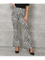 ゼブラ柄フレアパンツ/ホワイト/ブラック(058)
