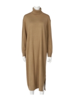 タートルロングニットワンピース/ベージュ(005)