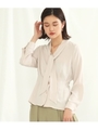 タイ付ウエストタックデザインブラウス/ベージュ(005)