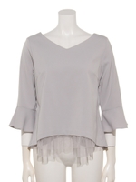 ダブルクロスフレアブラウス/ライトグレー