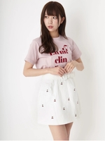 チェリー刺繍台形スカート/オフホワイト