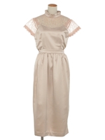 チュールレースベアワンピース/ベージュ