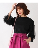 チュールレイヤードスリーブプルオーバー/ブラック(019)