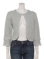 ツイードニットカーディガン/ライトブルー