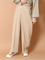 ツイルベルト付パンツ/ベージュ