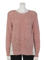 テープヤーン布帛切替ニット/ピンク