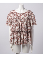 ティアードギャザーペイズリーPO/ベージュXレッド系