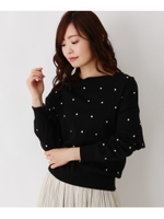 ドット刺繍ニットプルオーバー/ブラック(119)