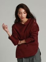 ネックディティールおしゃれブラウス/ボルドー