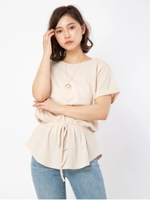 ネックレス付きワッフルトップス/ベージュ