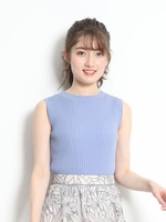 ノースリリブニット/ライトブルー